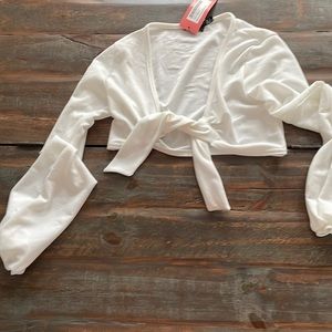 Off white crop top with a tie in the front